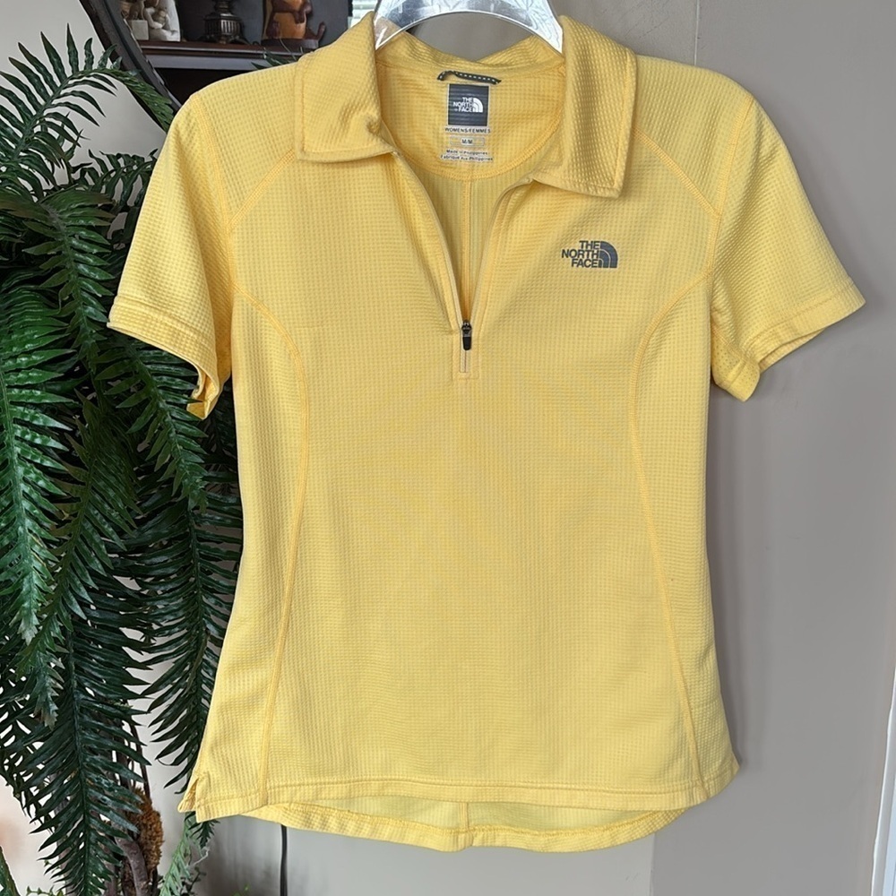 The North Face Vapor Wick Yellow Quarter Zip Short Sleeved Polo Top Golf Shirt - Picture 14 of 14